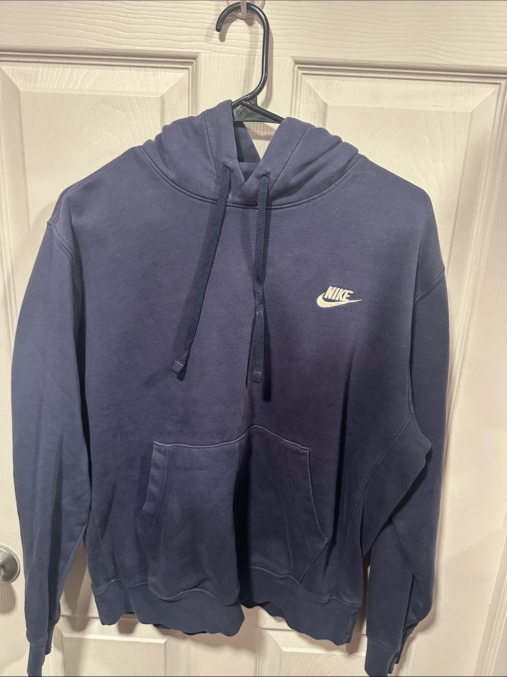 Nike Navy Pullover Hoodie with Small White Swoosh